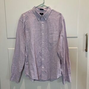 J.Crew Men XL Slim Fit Cotton Linen Striped Long Sleeve Button Down Shirt Purple